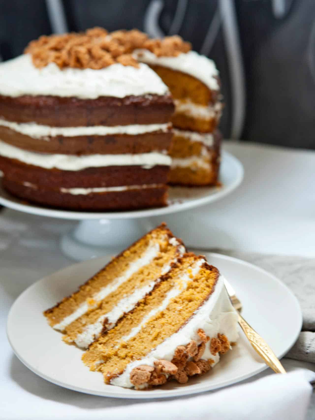 Pumpkin tiramisu layered cake