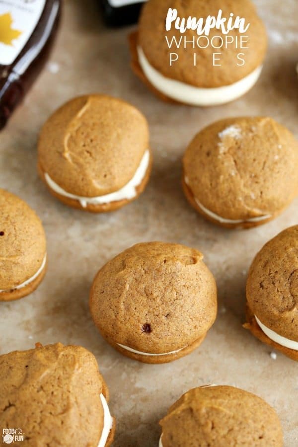 Pumpkin whoopie pies with cream cheese frosting