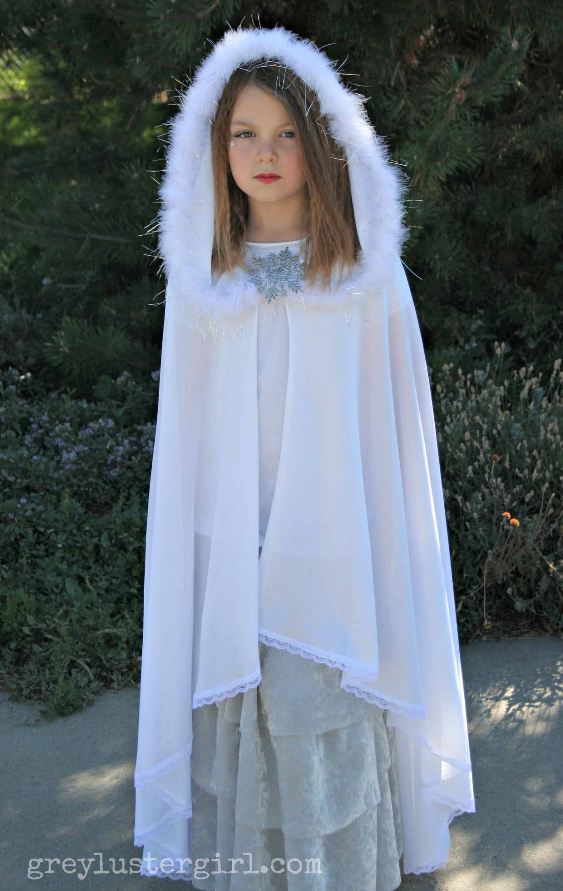 Snow princess cape with a fur lined hood
