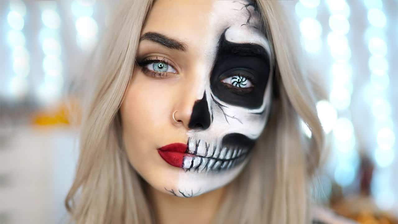 Split skeleton makeup