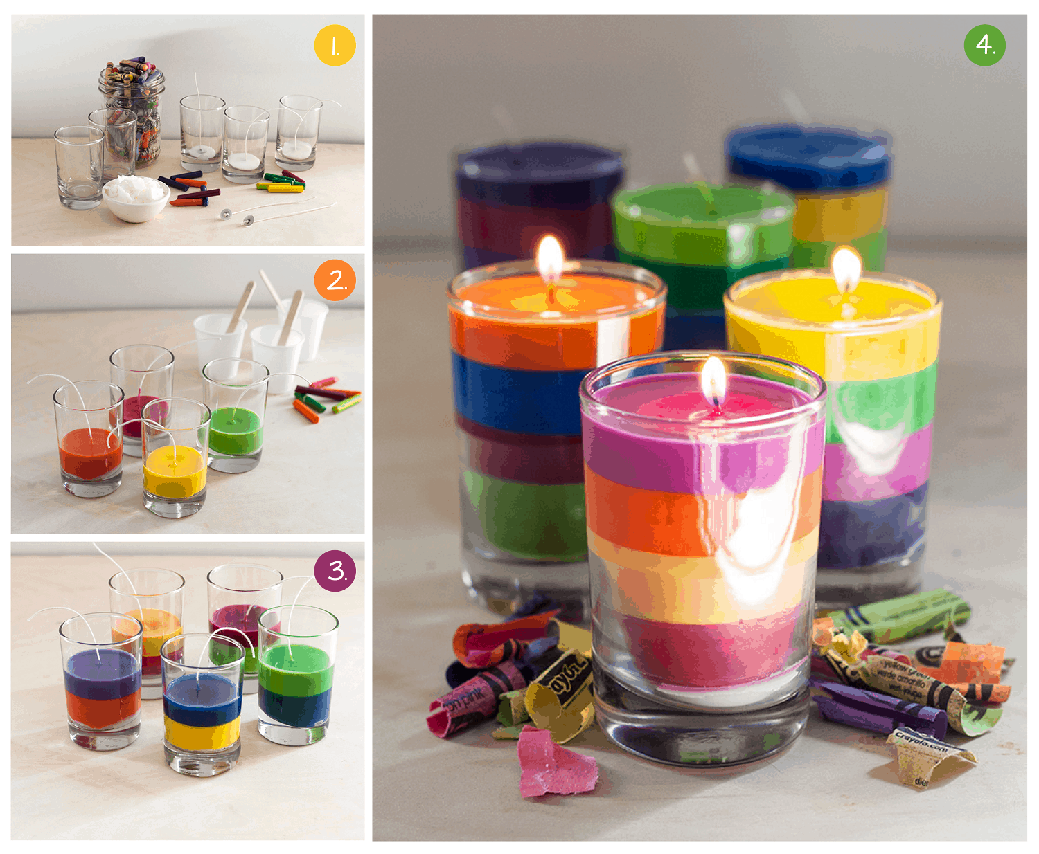 Striped crayon candles