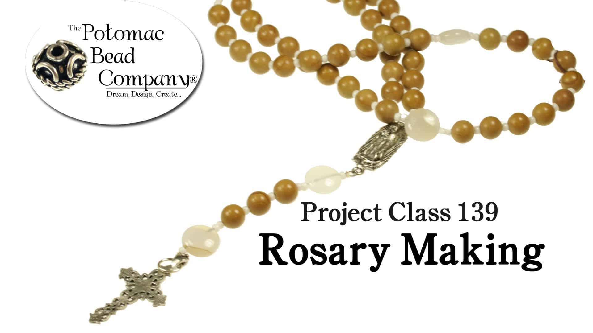 Wooden bead and pearl rosary
