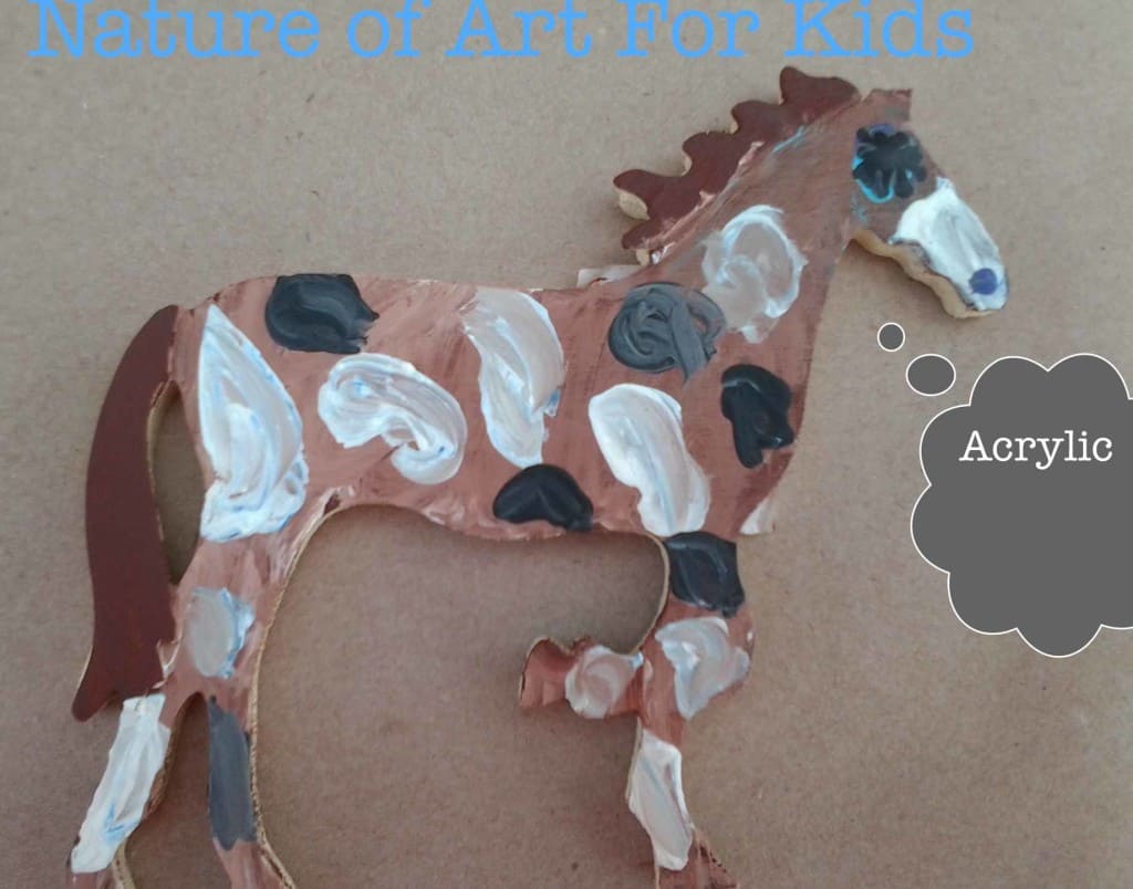 Acrylic paint and cardboard horse
