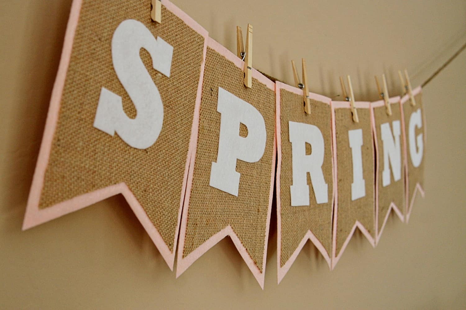 Burlap and clothespin banner