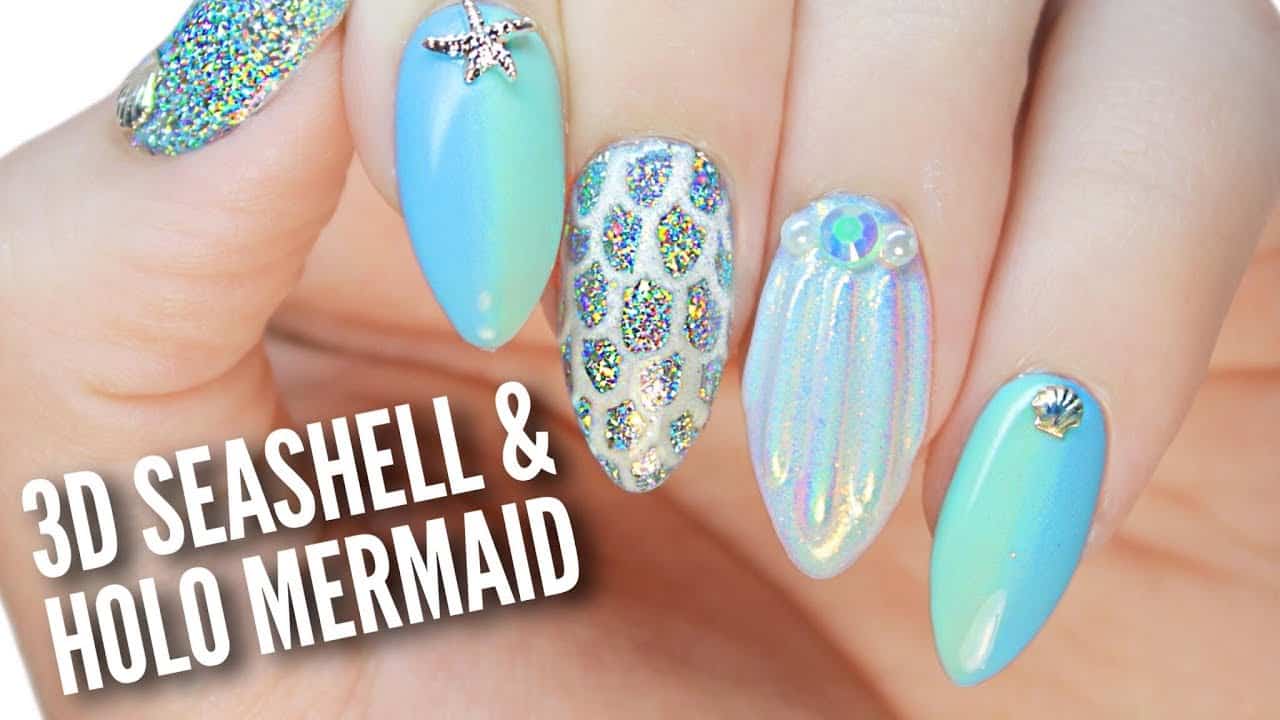 Holo mermaid nails