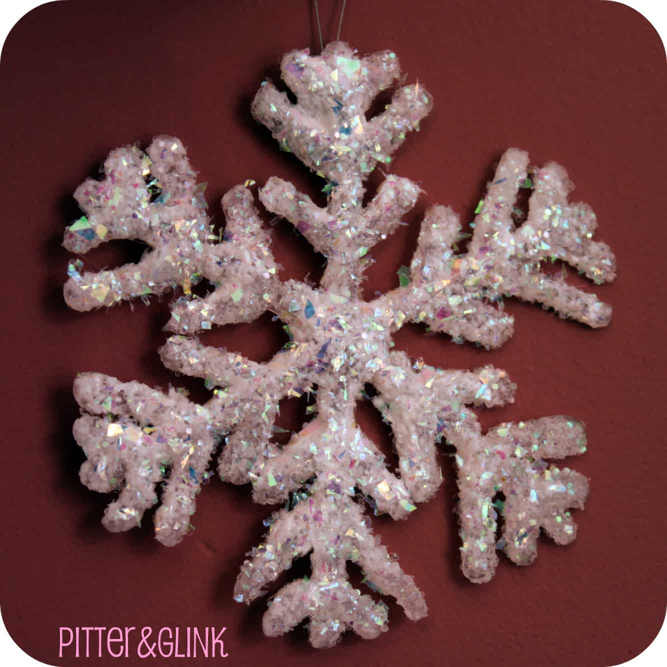 Hot glue glittered snowflake