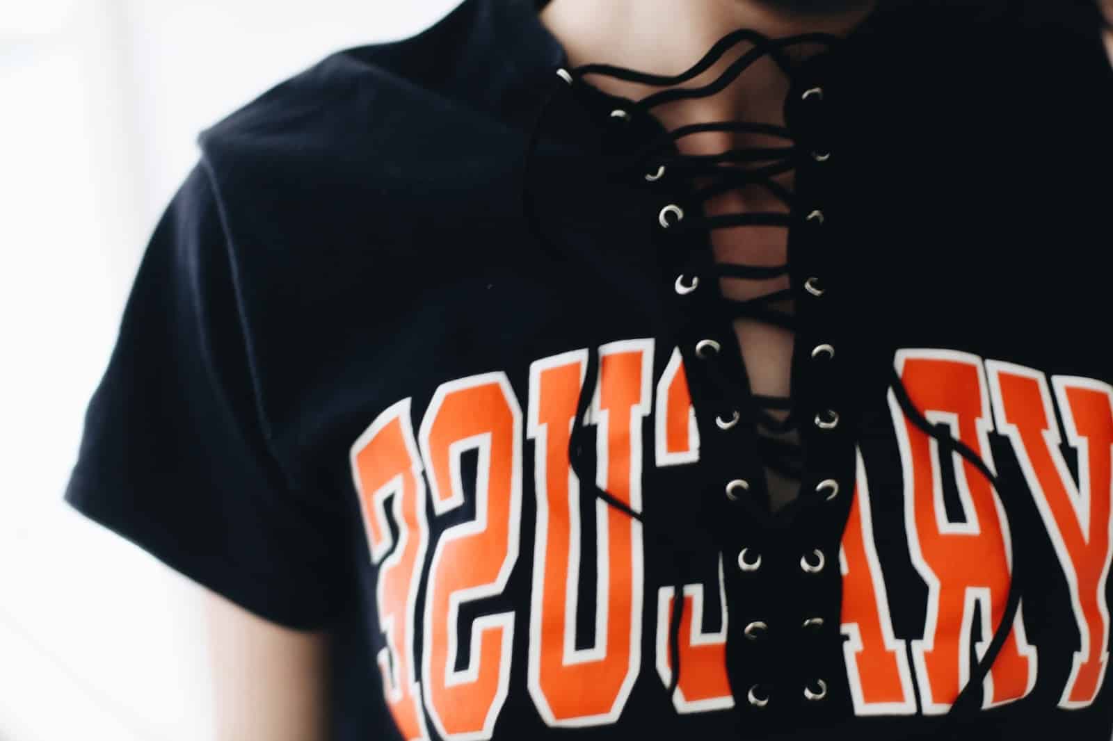 Lace up college tee