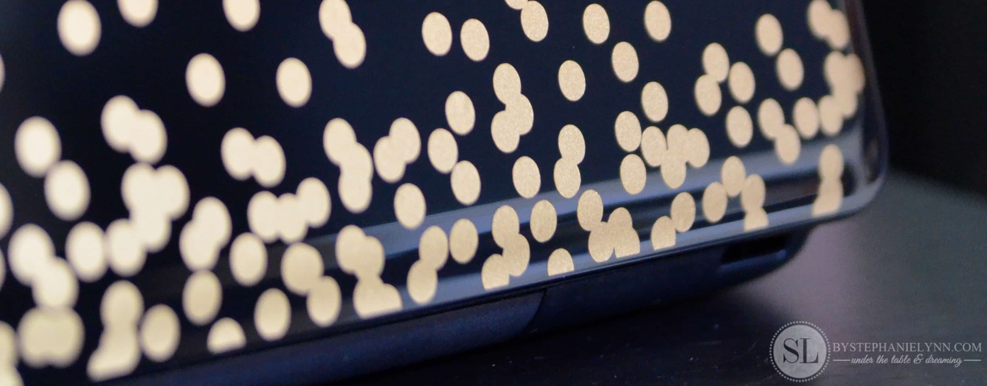 Vinyl sparkle dots DIY laptop skin