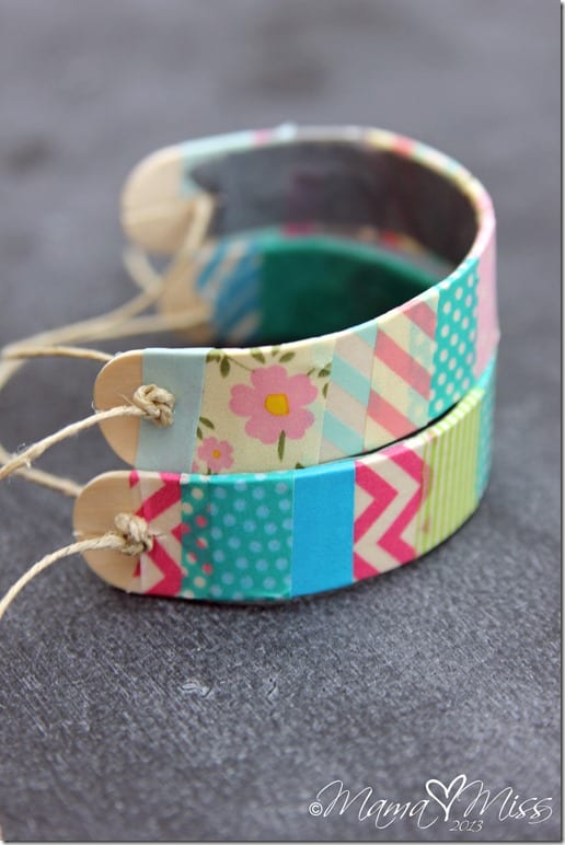 Washi tape wooden bracelets