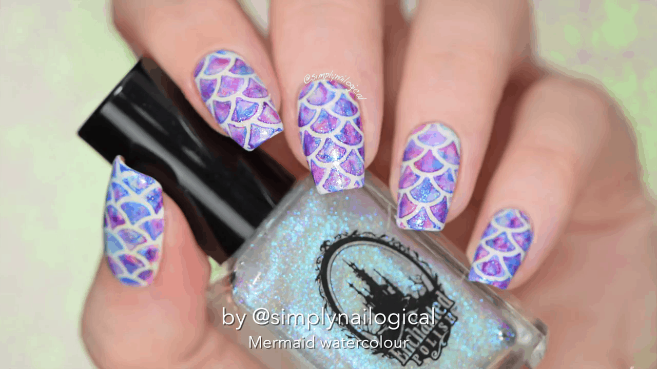 Watercolor mermaid nails