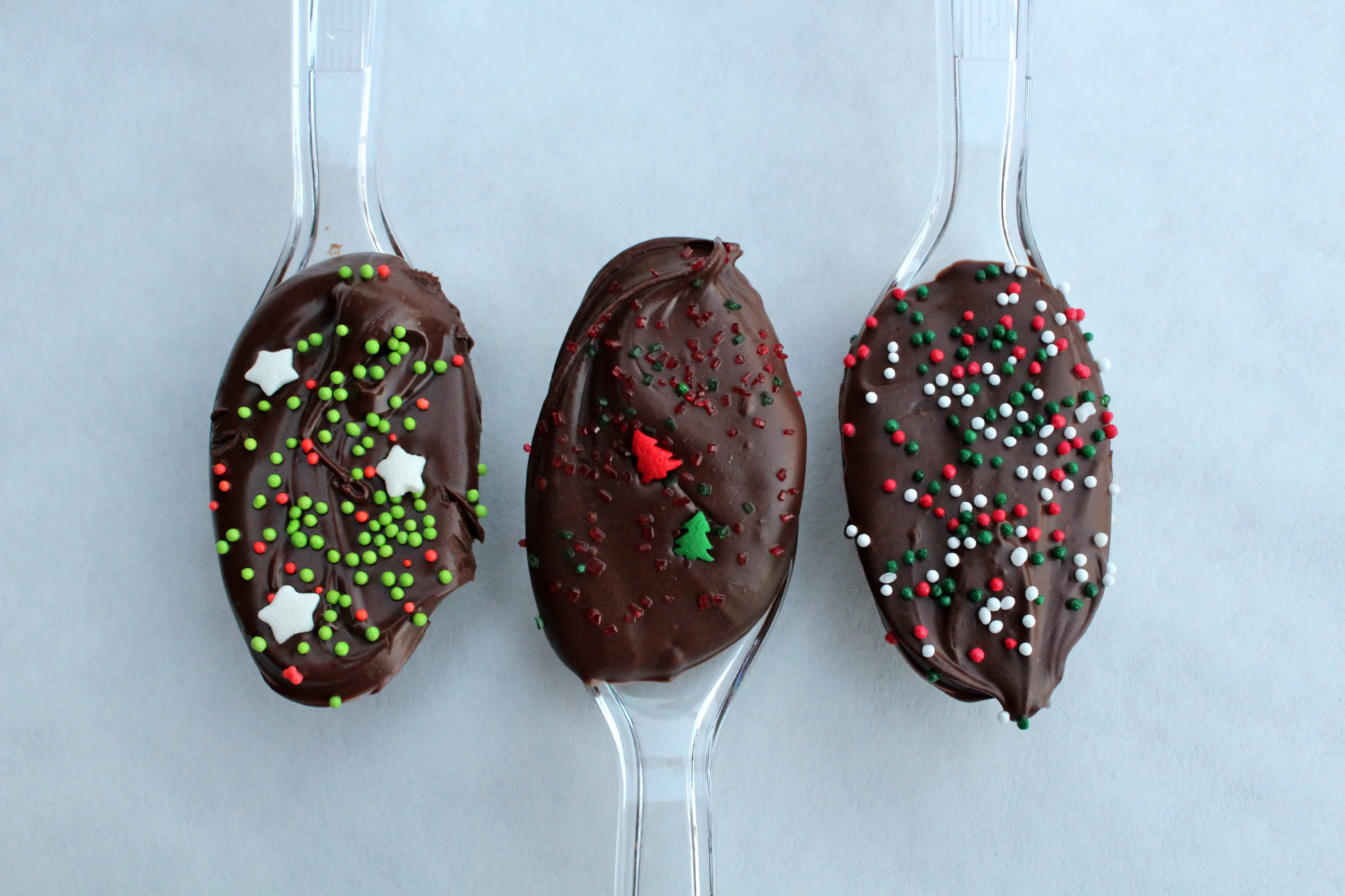Chocolate and sprinkle cocoa stir-in spoons