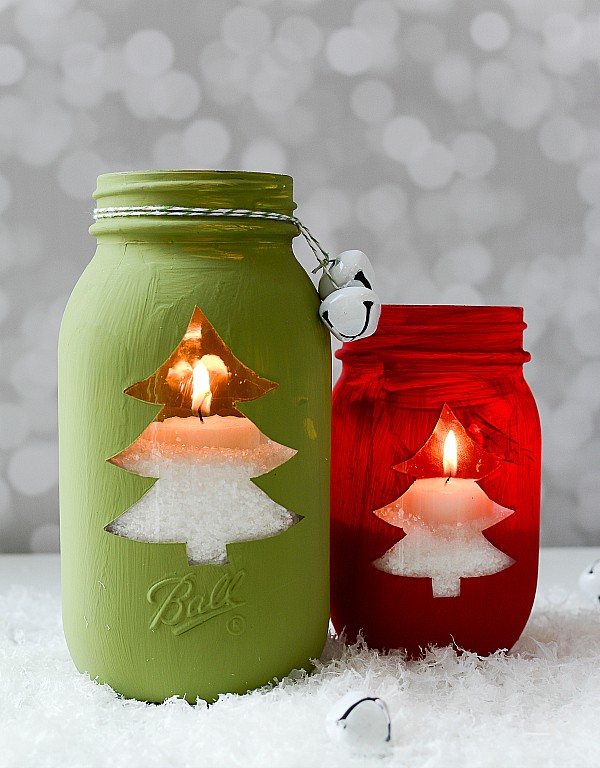 Christmas tree mason jars