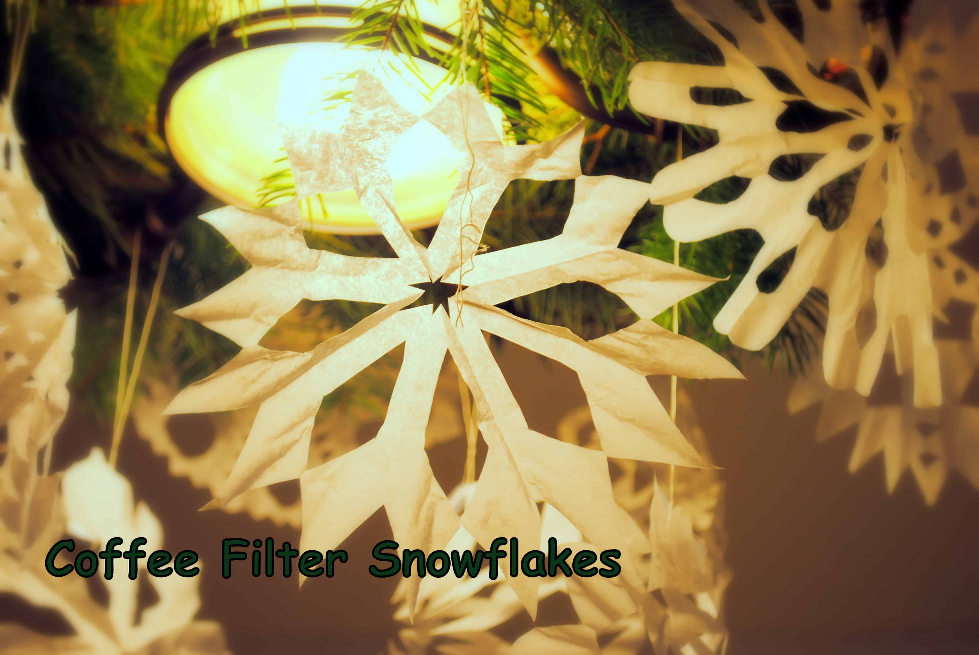 Coffee filter snowflakes