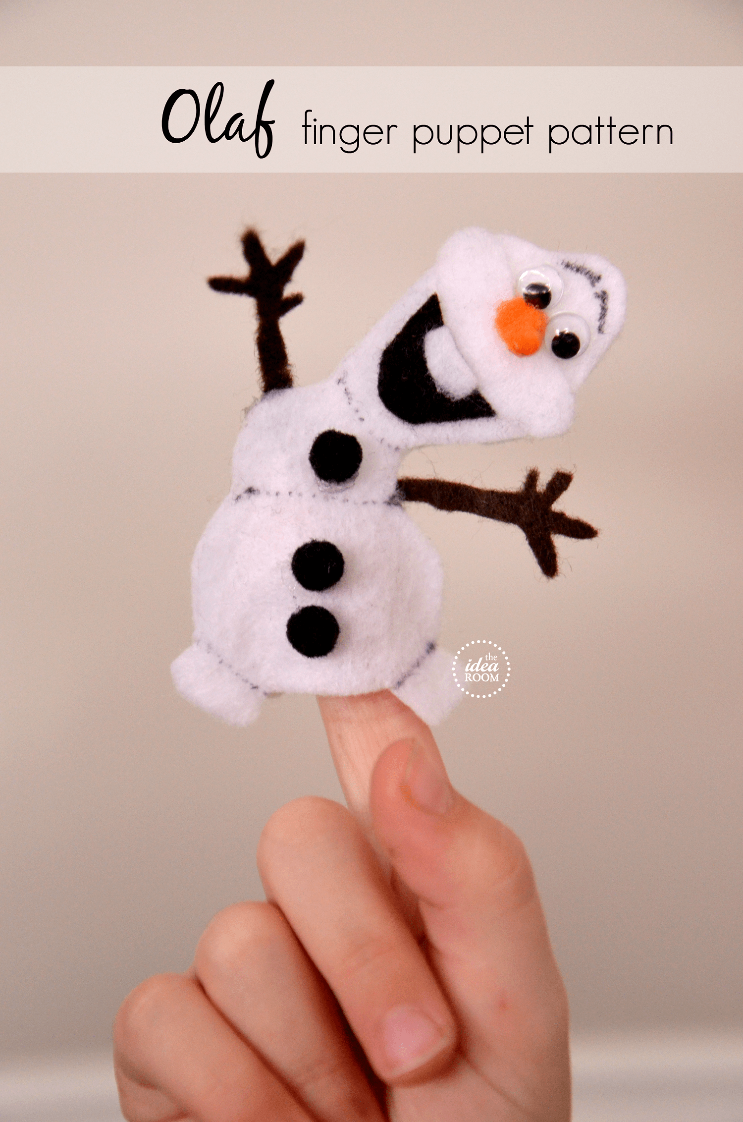 Felt Olaf finger puppet