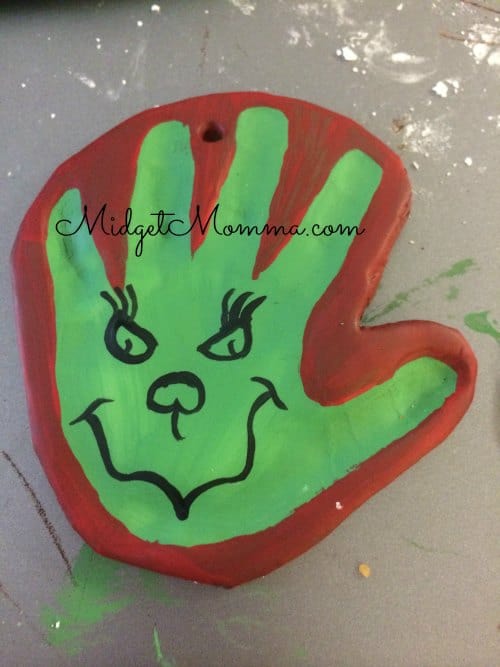 Grinch handprint ornament
