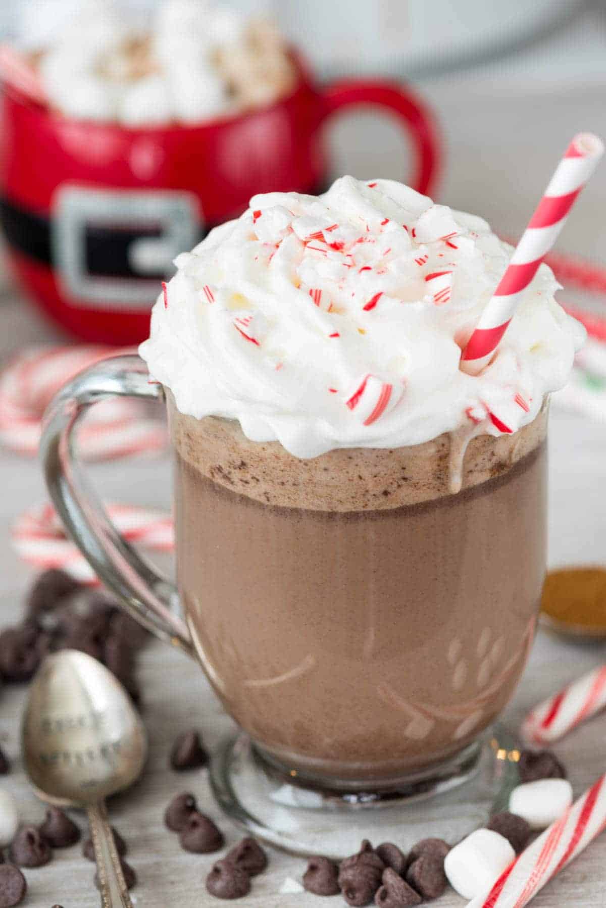 Peppermint mocha hot chocolate with coffee