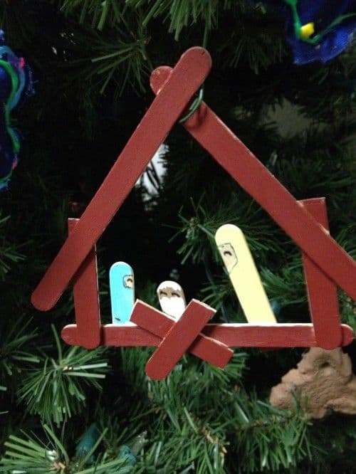 Popsicle stick nativity ornament