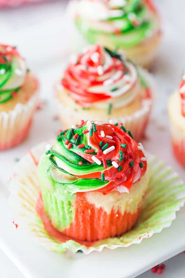 Tricolor Christmas cupcakes