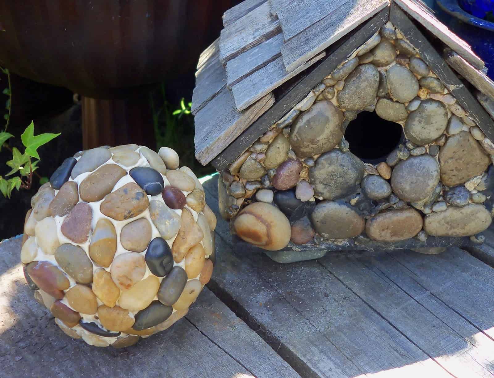 Garden pebble gazing ball