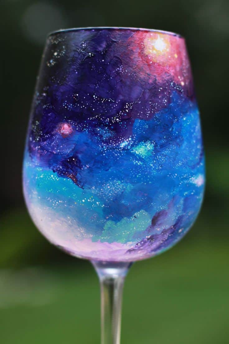 Hand painted galaxy wine glasses