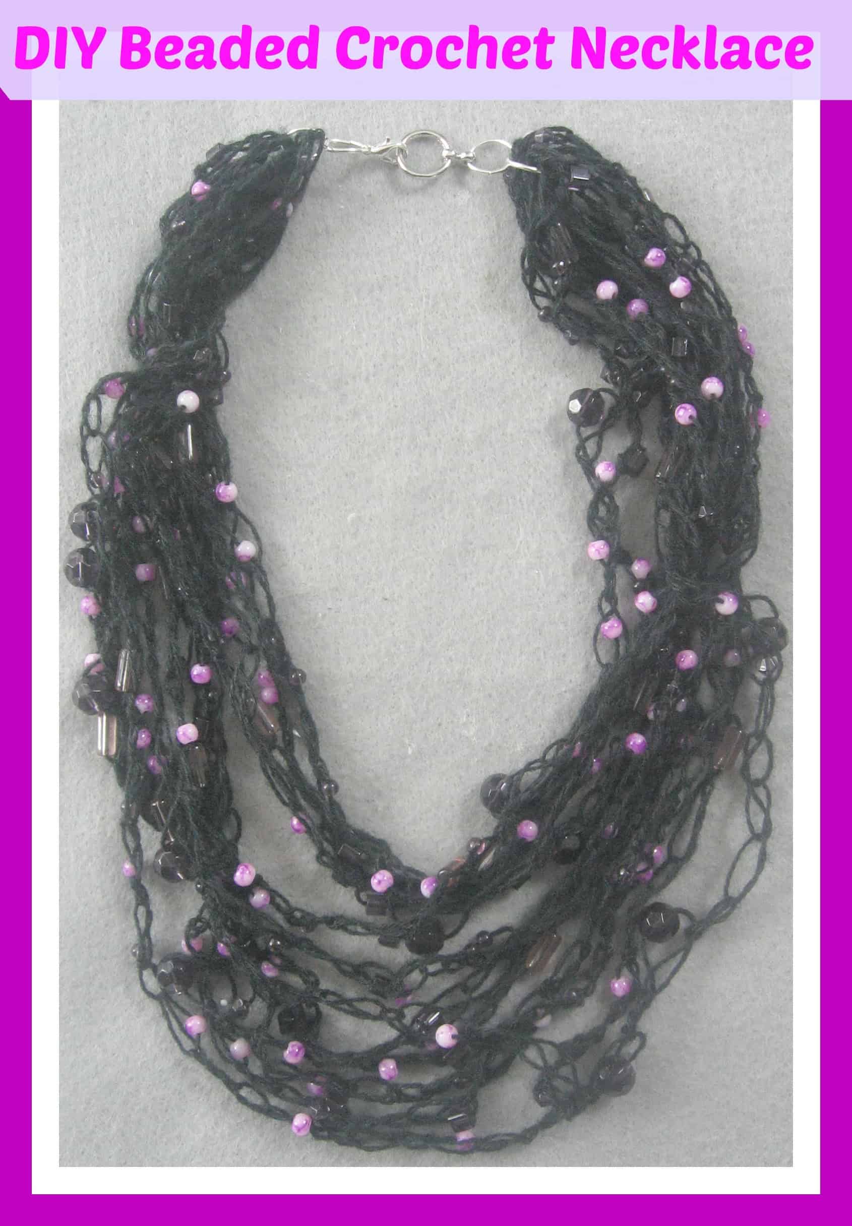 Loose chain beaded crochet necklace