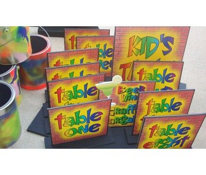 Neon graffiti style table markers