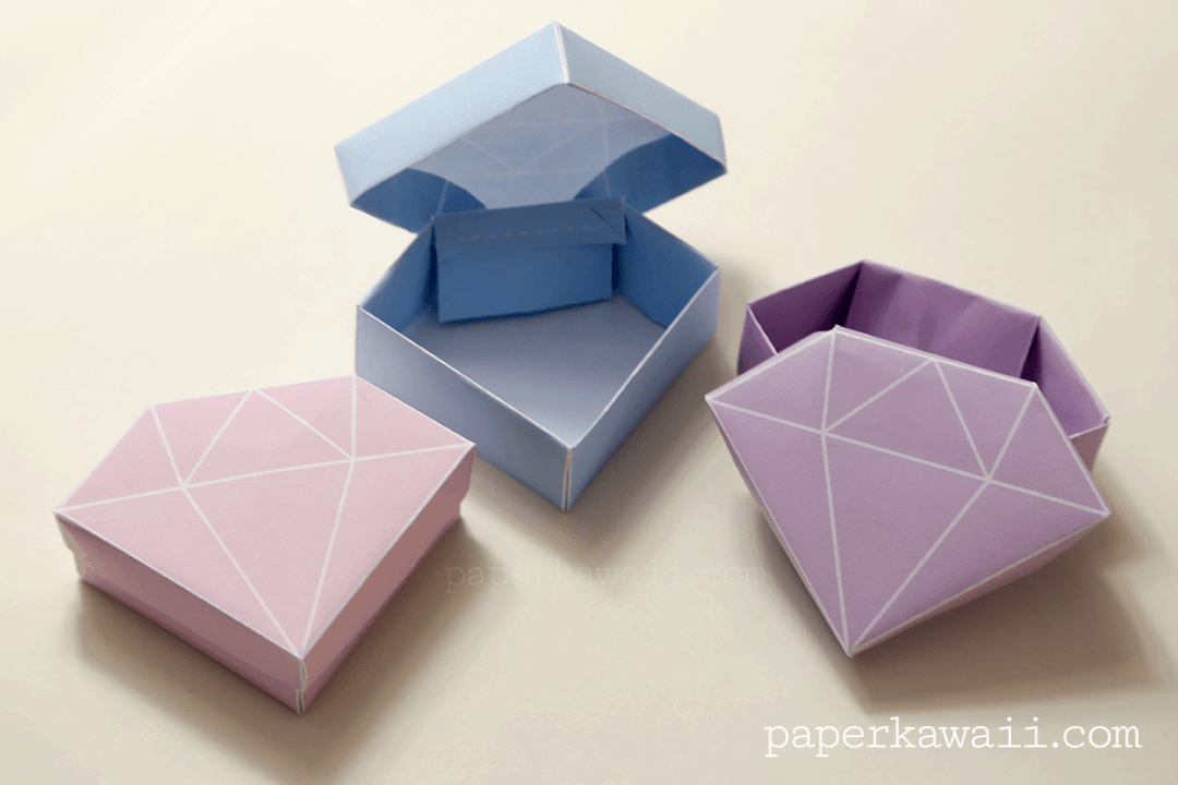 Origami diamond boxes