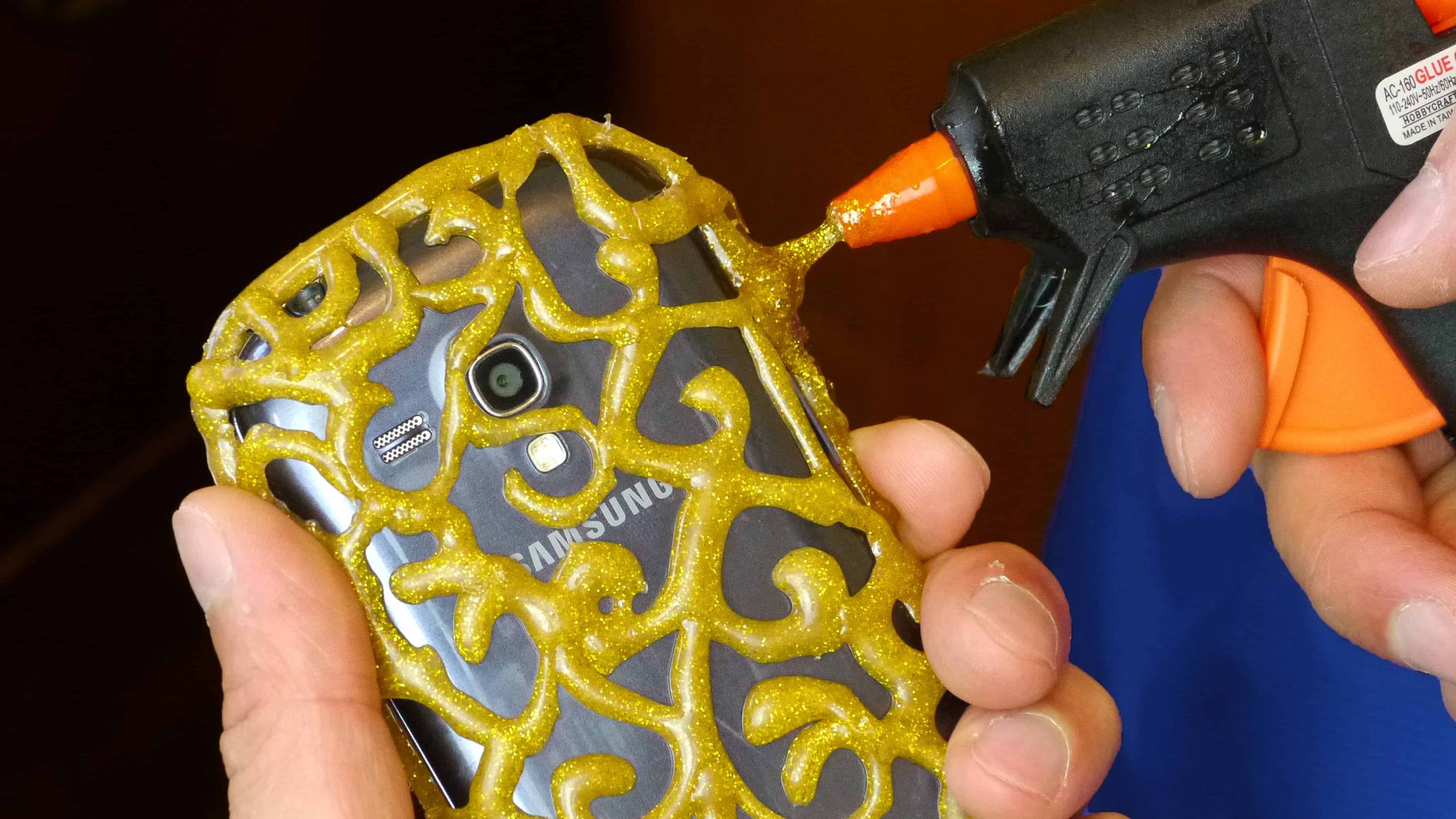 Sparkly glue gun phone case