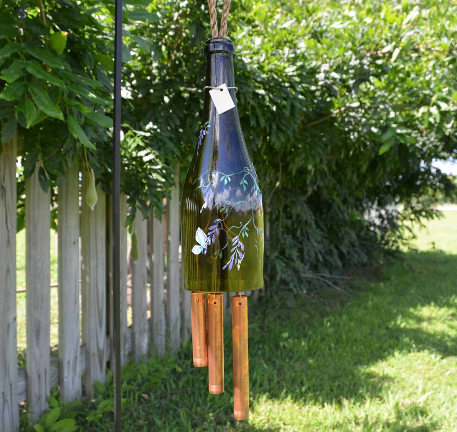 Wine bottle wind chimes