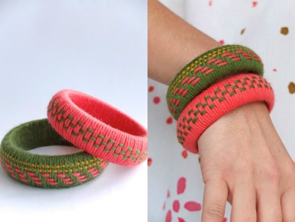 Yarn bangle bracelets