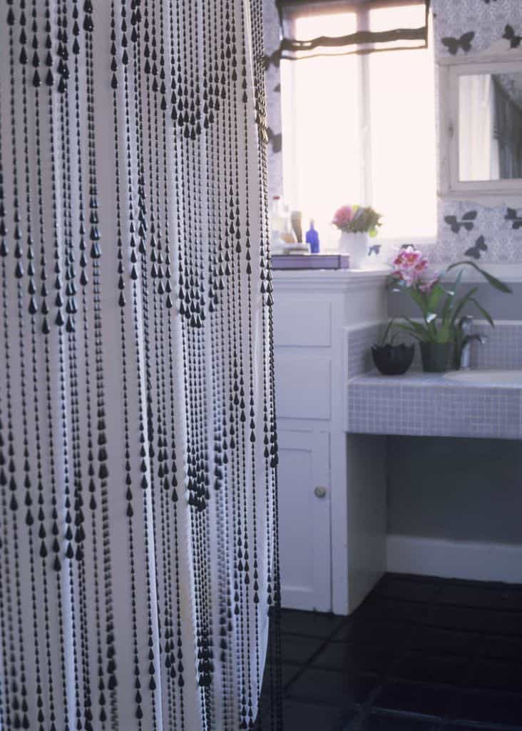 Beaded outer shower curtain