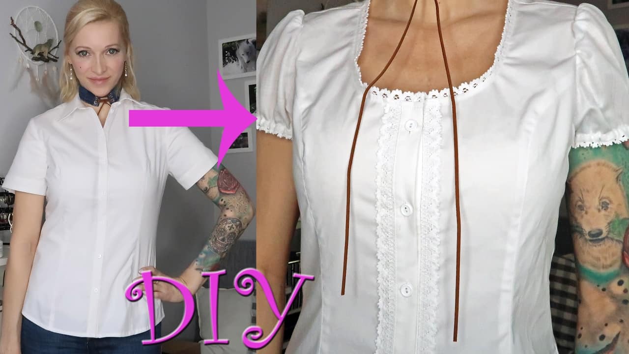 Collared t-shirt to lace trimmed blouse