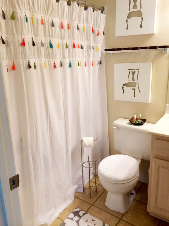 Colourful tassels shower curtain