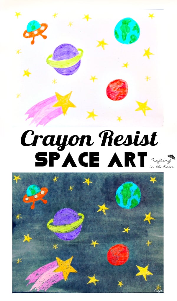 Crayon resist space art