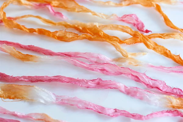 Dyed silk ribbons
