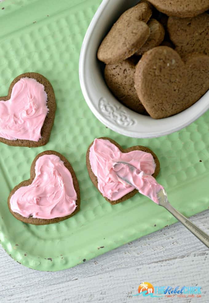 Frosted chocolate heart cookies