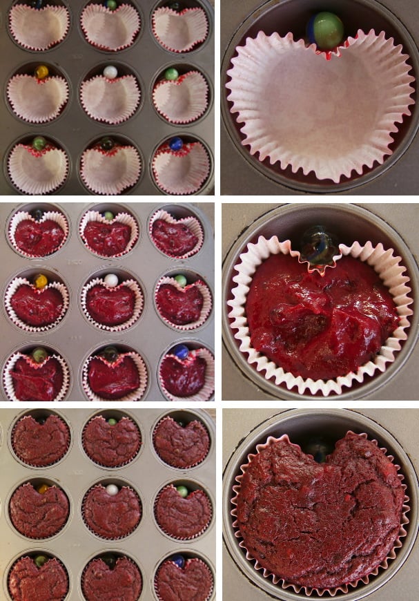 Heart shaped raspberry beet Valentine’s Day cupcakes