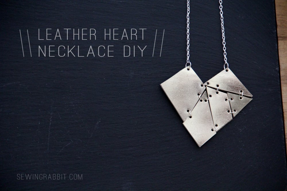 Leather geometric heart necklace