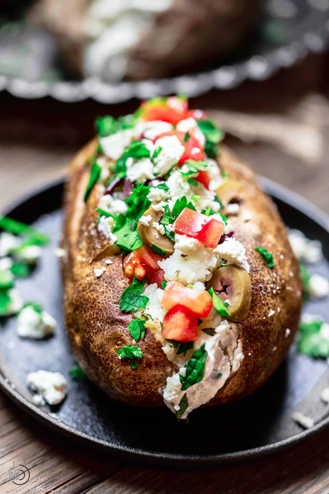 Mediterranean loaded baked potato