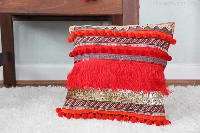 Oriental fringe cushion