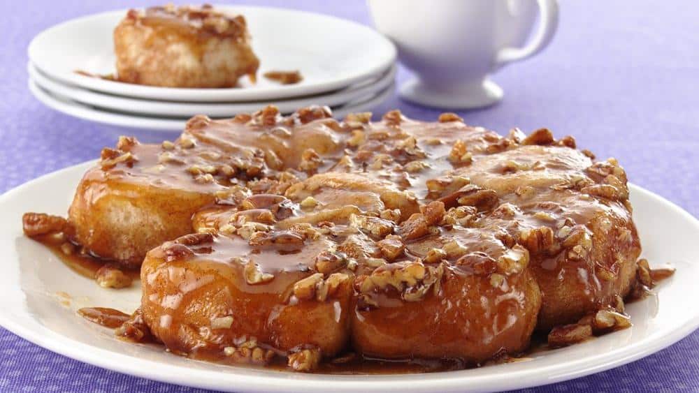 Refrigerator biscuit sticky buns in a bundt cake pan