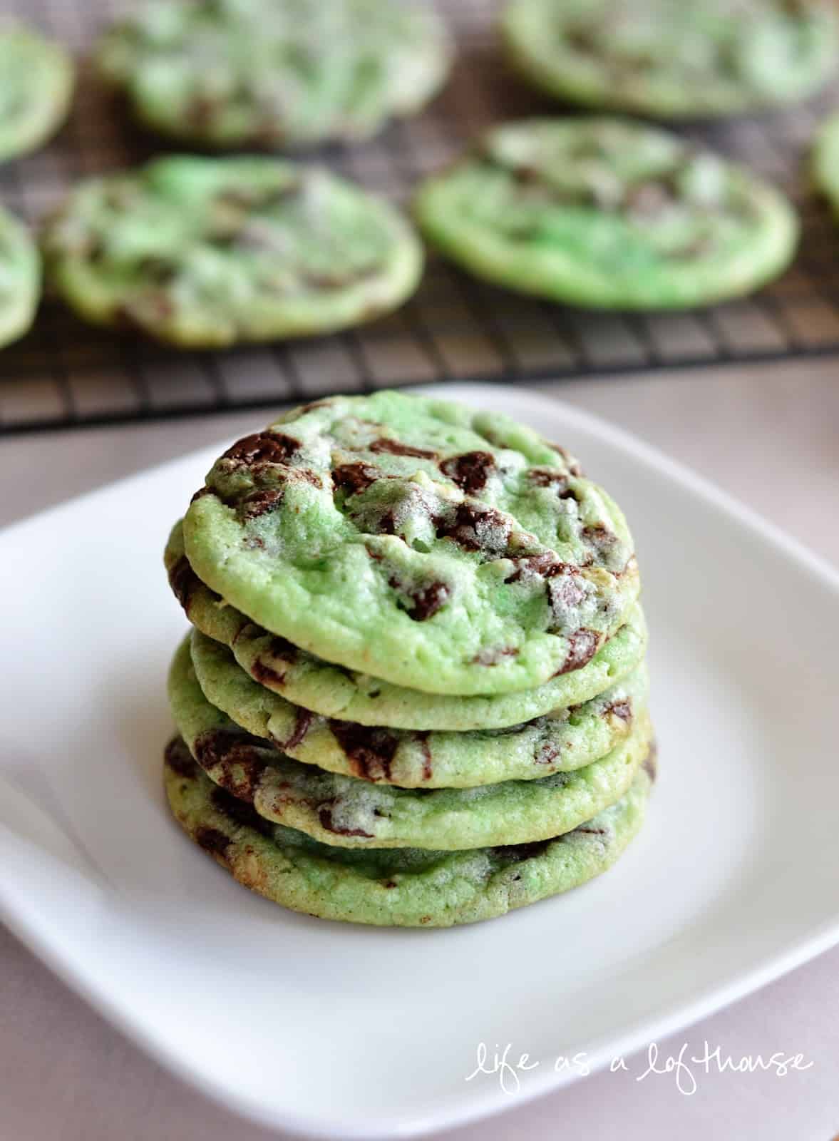 Green mint chocolate chip cookies