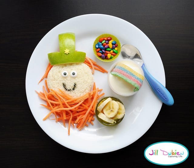 Leprechaun rainbow and pot of gold lunch DIY St Patrick’s Day Menu, Party Foods, and School Snacks