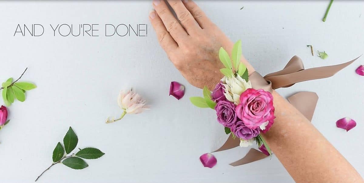 Making your own pink blossom bunches wrist corsage