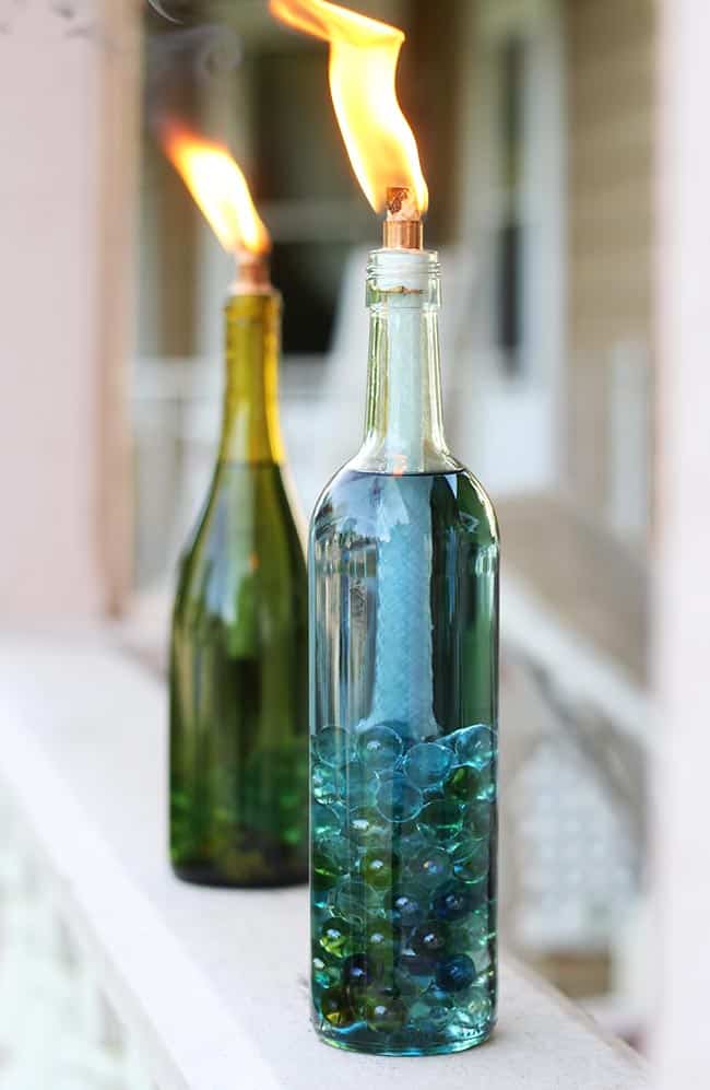 Wine bottle citronella candle