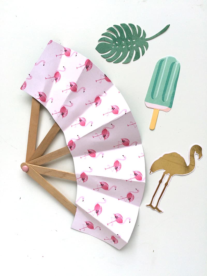 Flamingo paper fan