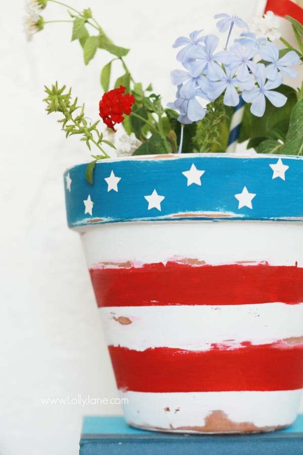 American flag flower pot