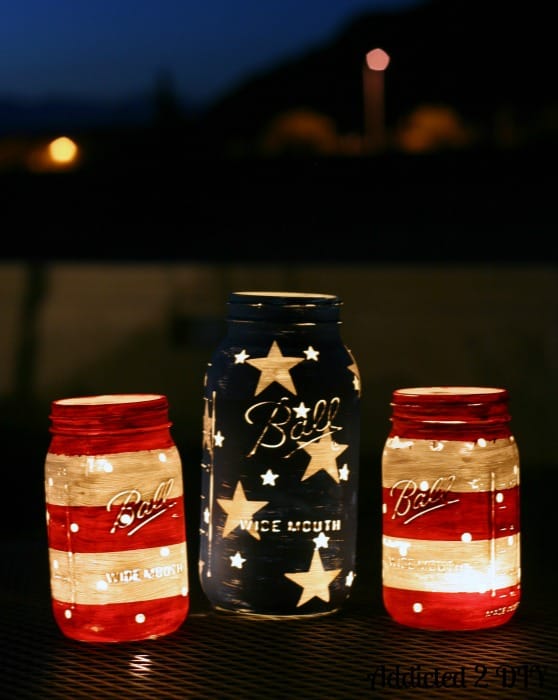 American flag mason jar lanterns