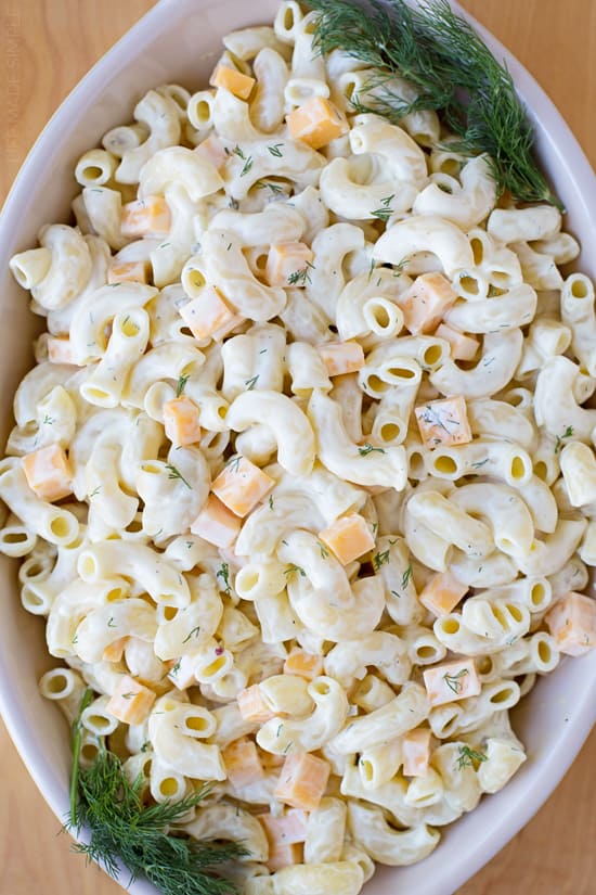 Cheddar and dill pasta salad