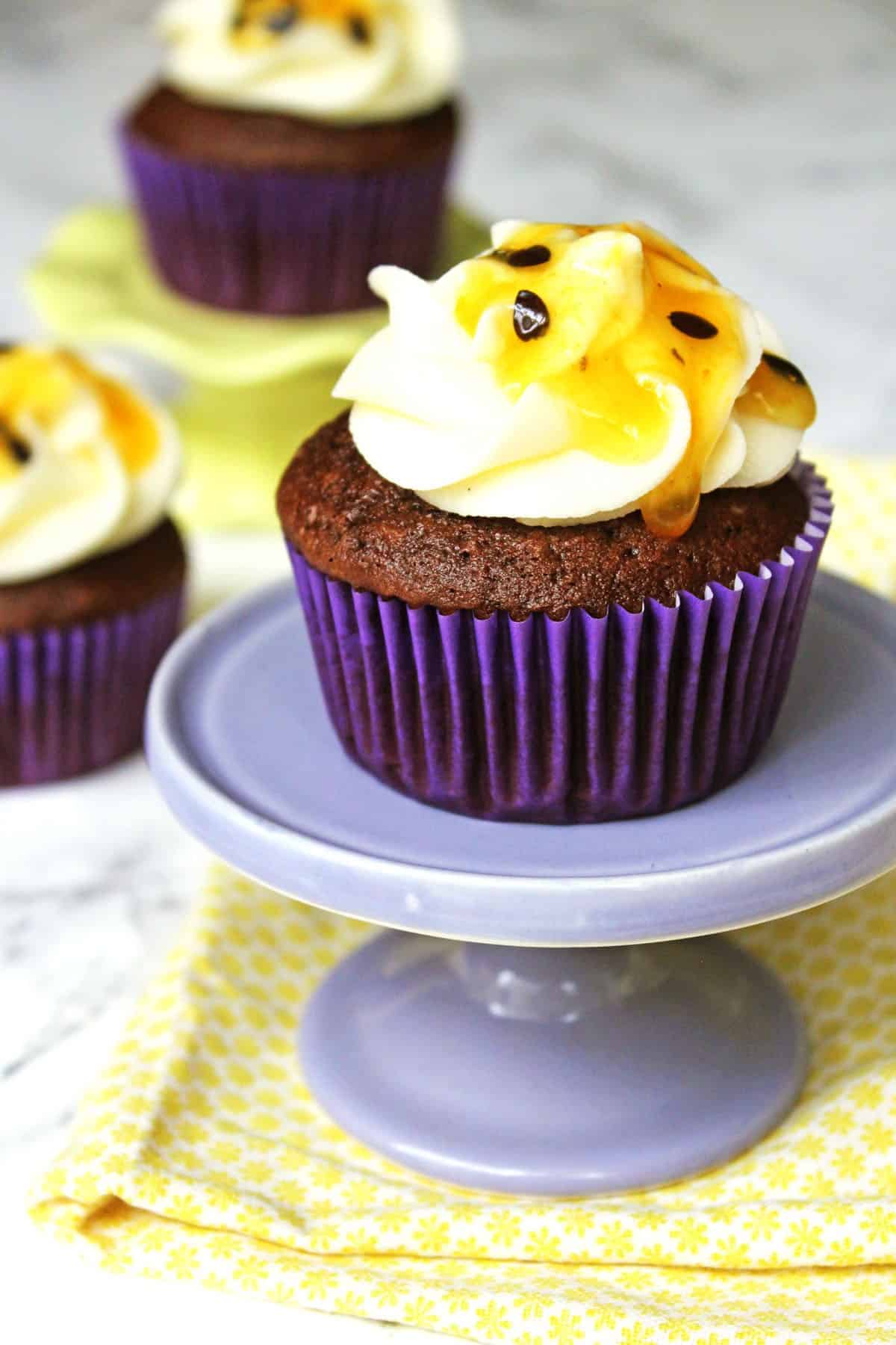 Chocolate and passion fruit cupcakes